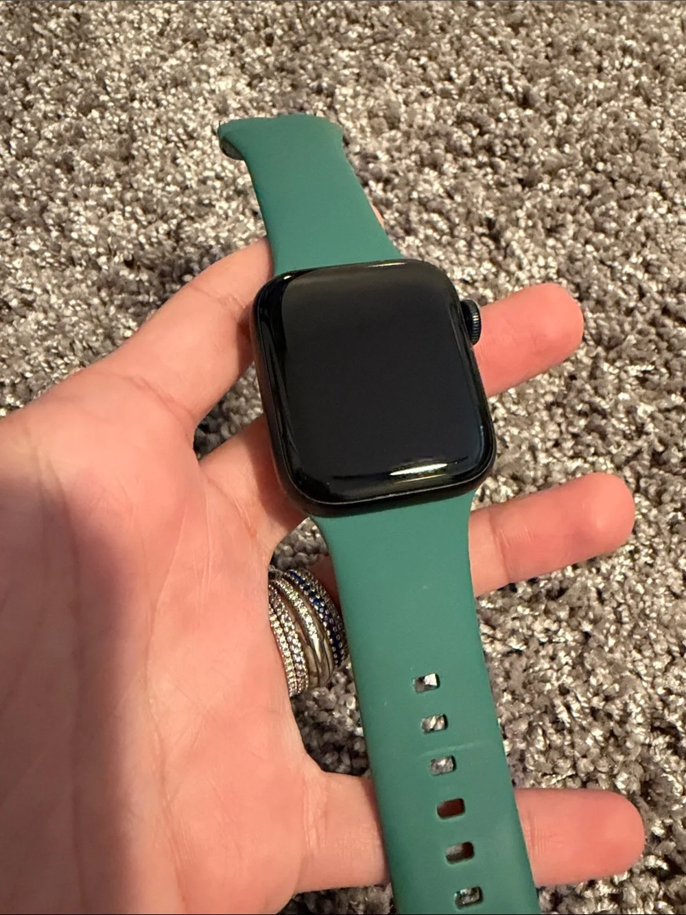 Apple Smartwatch with Green Silicone Band